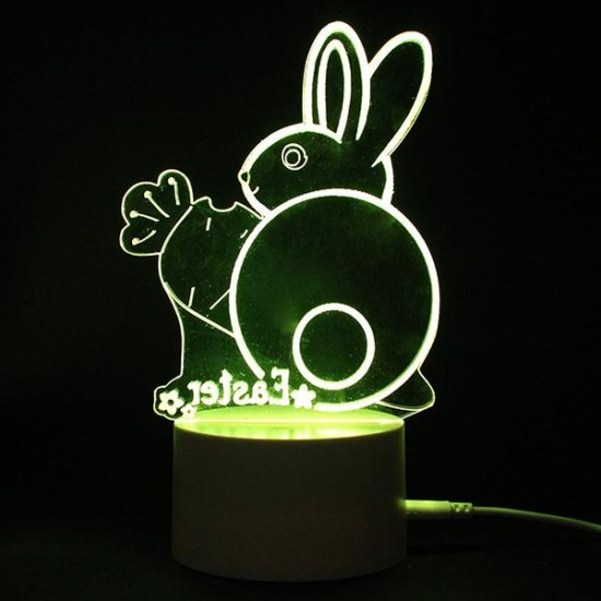 3D Easter Egg Rabbit LED Night Light USB Colorful Table Desk Lamp Holiday Decor DC5V