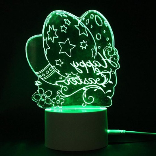 3D Easter Egg Rabbit LED Night Light USB Colorful Table Desk Lamp Holiday Decor DC5V