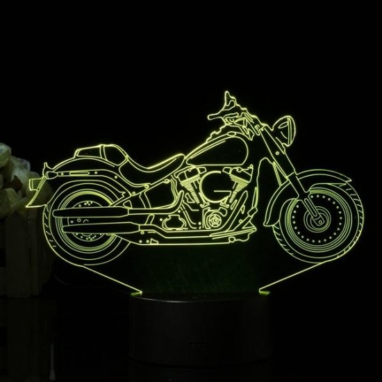 3D Motorcycle LED Desk Lamp 7 Color Change Touch Switch Night Light