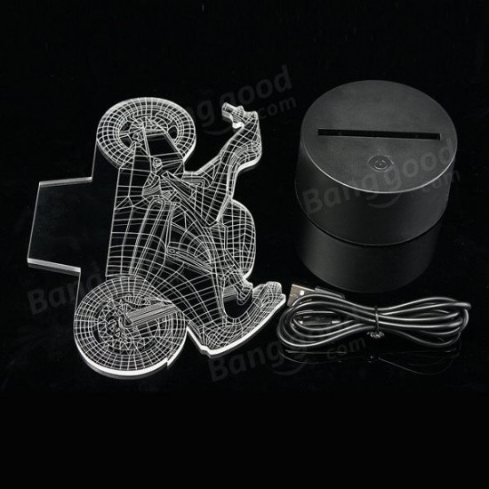 3D Motorcycle LED Table Desk Light USB 7 Color Changing Night Lamp Home Decor