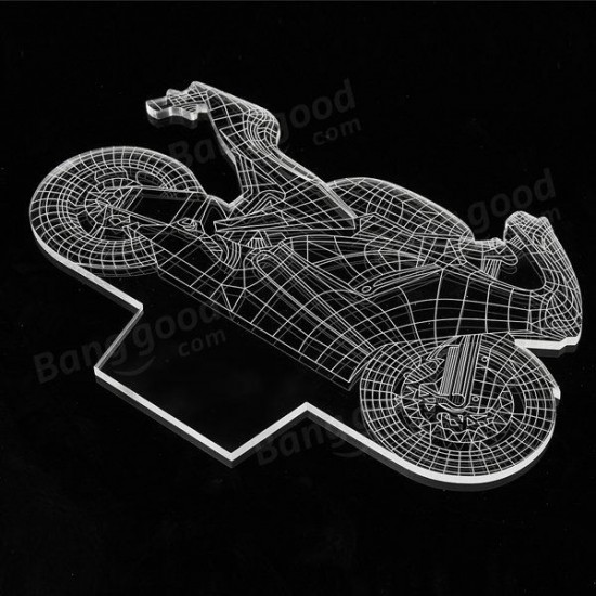 3D Motorcycle LED Table Desk Light USB 7 Color Changing Night Lamp Home Decor