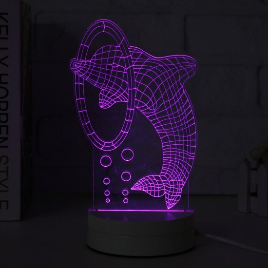 3D Multicolor LED Dolphin Pattern Night Light Lamp with Switch Home Party Decor 220V 3D Multicolor LED Dolphin Pattern Night Light Lamp with Switch Home Party Decor 220V