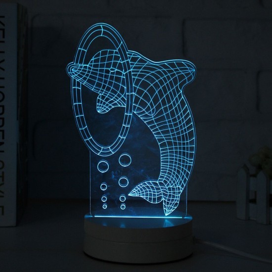 3D Multicolor LED Dolphin Pattern Night Light Lamp with Switch Home Party Decor 220V 3D Multicolor LED Dolphin Pattern Night Light Lamp with Switch Home Party Decor 220V