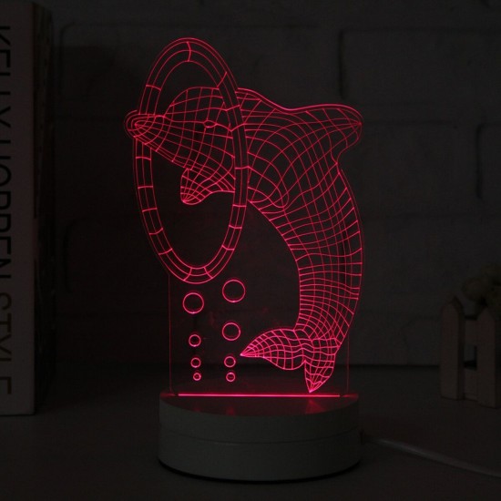 3D Multicolor LED Dolphin Pattern Night Light Lamp with Switch Home Party Decor 220V 3D Multicolor LED Dolphin Pattern Night Light Lamp with Switch Home Party Decor 220V