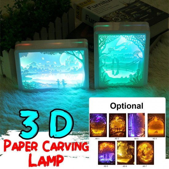 3D Paper Carving Lamp Art Creative LED Night Light Birthday Gift Romantic Decor