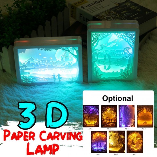 3D Paper Carving Lamp Art Creative LED Night Light Birthday Gift Romantic Decor 3D Paper Carving Lamp Art Creative LED Night Light Birthday Gift Romantic Decor