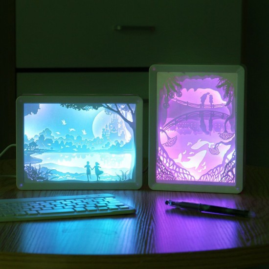 3D Paper Carving Lamp Art Creative LED Night Light Birthday Gift Romantic Decor