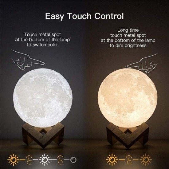 3D Printing Moon Lamp Moonlight USB Changing LED Night Light Touch APP 16 Color