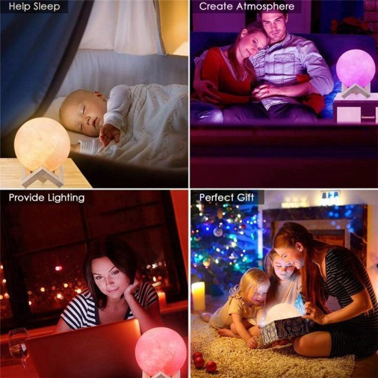 3D Printing Moon Lamp Moonlight USB Changing LED Night Light Touch APP 16 Color 3D Printing Moon Lamp Moonlight USB Changing LED Night Light Touch APP 16 Color