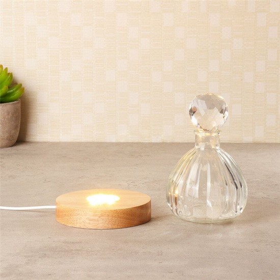 3D Round Crystal Glass Laser LED Battery Electric Light Up Display Stand Base