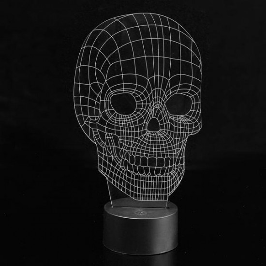 3D Skull LED Table Desk Light USB 7 Color Changing Night Lamp Home Decor