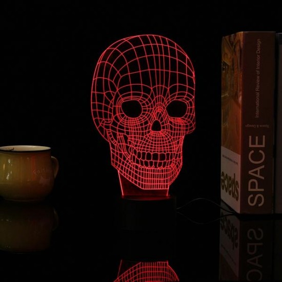 3D Skull LED Table Desk Light USB 7 Color Changing Night Lamp Home Decor 3D Skull LED Table Desk Light USB 7 Color Changing Night Lamp Home Decor