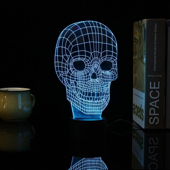 3D Skull LED Table Desk Light USB 7 Color Changing Night Lamp Home Decor 3D Skull LED Table Desk Light USB 7 Color Changing Night Lamp Home Decor
