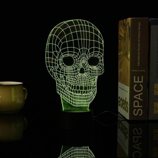 3D Skull LED Table Desk Light USB 7 Color Changing Night Lamp Home Decor 3D Skull LED Table Desk Light USB 7 Color Changing Night Lamp Home Decor