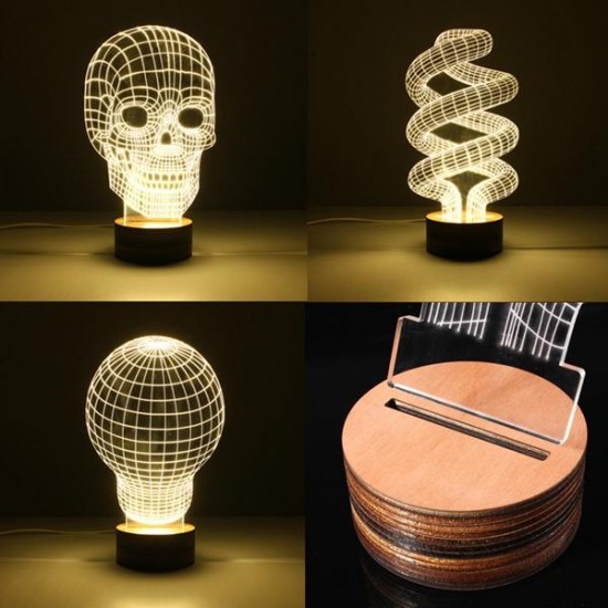 3D Visual LED Table Lamp Energy Saving Wooden Night Lamp For Holiday 3D Visual LED Table Lamp Energy Saving Wooden Night Lamp For Holiday