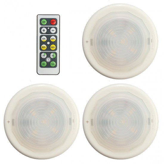 3PCS Battery Powered Remote Control LED Cabinet Night Light for Hallway Bathroom Kitchen Corridor Bedroom
