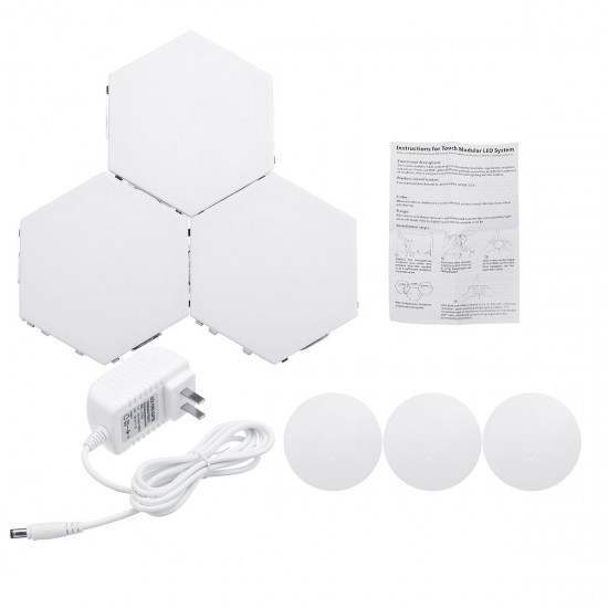 3PCS DIY White Hexagonal Lamp Quantum Modular Touch Sensitive Wall LED Night Light 3PCS DIY White Hexagonal Lamp Quantum Modular Touch Sensitive Wall LED Night Light