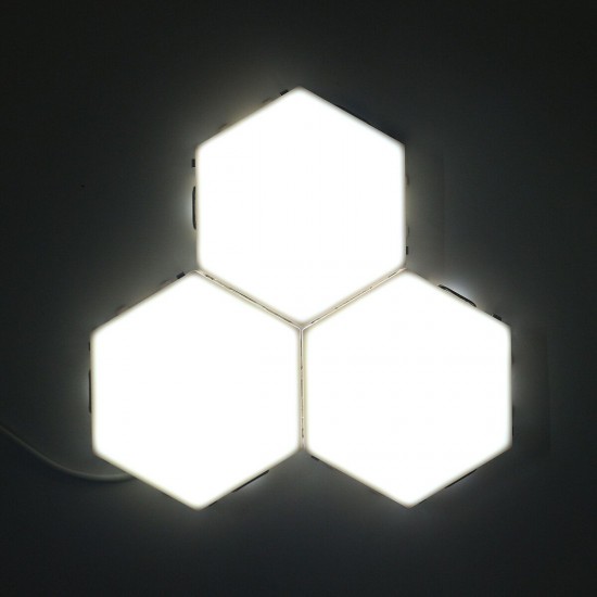 3PCS DIY White Hexagonal Lamp Quantum Modular Touch Sensitive Wall LED Night Light