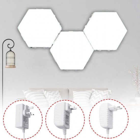 3PCS DIY White Hexagonal Lamp Quantum Modular Touch Sensitive Wall LED Night Light