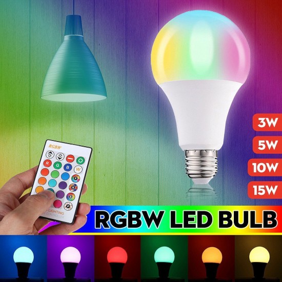 3W 5W 10W 15W RGBW E27 LED Bulb 16 Color Dimmable Globe Light With Remote Control For Party Decoration AC85-265V 3W 5W 10W 15W RGBW E27 LED Bulb 16 Color Dimmable Globe Light With Remote Control For Party Decoration AC85-265V