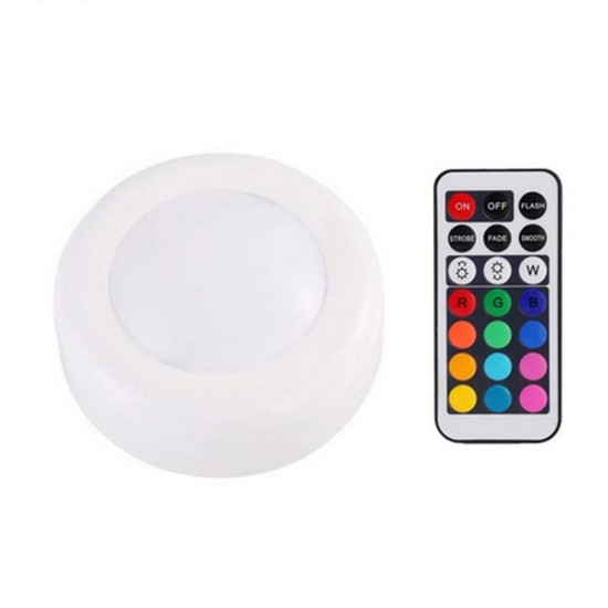 3pcs / 6pcs Colorful Remote Control Pat Night Light for Wardrobe Kitchen Bedroom Cabinet Round Shape