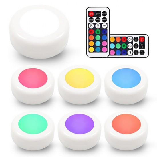 3pcs / 6pcs Colorful Remote Control Pat Night Light for Wardrobe Kitchen Bedroom Cabinet Round Shape 3pcs / 6pcs Colorful Remote Control Pat Night Light for Wardrobe Kitchen Bedroom Cabinet Round Shape