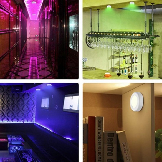 3pcs / 6pcs Colorful Remote Control Pat Night Light for Wardrobe Kitchen Bedroom Cabinet Round Shape 3pcs / 6pcs Colorful Remote Control Pat Night Light for Wardrobe Kitchen Bedroom Cabinet Round Shape