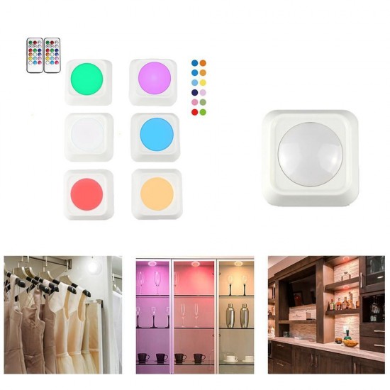 3pcs / 6pcs Colorful Remote Control Pat Night Light for Wardrobe Kitchen Bedroom Cabinet Square Shape 3pcs / 6pcs Colorful Remote Control Pat Night Light for Wardrobe Kitchen Bedroom Cabinet Square Shape