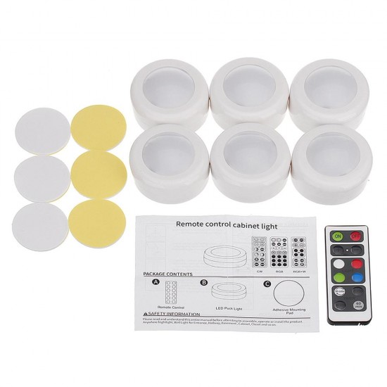 3pcs 6pcs Colorful LED Cabinet Lamp Hallway Counter Kitchen Display Light with Remote Controller