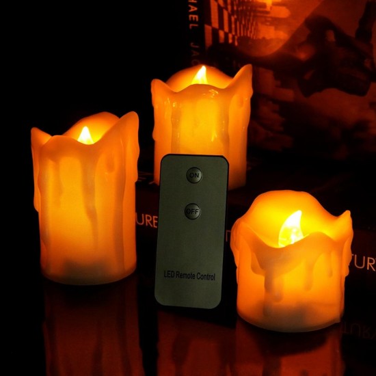 3pcs/Set Flameless LED Candle Electric Candle Night Light Remote Control for Wedding Party 3pcs/Set Flameless LED Candle Electric Candle Night Light Remote Control for Wedding Party