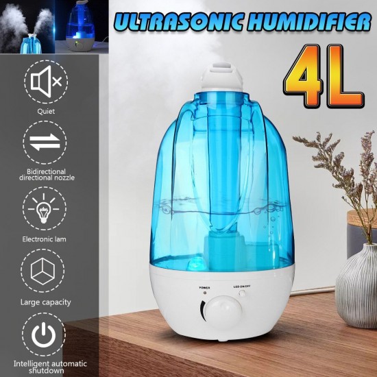 4L Potable LED Ultrasonic Humidifier Atomiser Air Purifier Home/Office 20m² Room 4L Potable LED Ultrasonic Humidifier Atomiser Air Purifier Home/Office 20m² Room