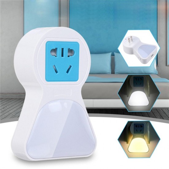 5A 9 LED Plug Socket Lamp Plug-in Wall Hallway Night Light USB Charging US/EU Plug