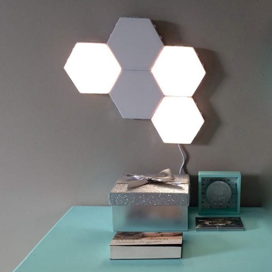 5PCS DIY LED Quantum Touch Sensor Modular Smart Wall Night Light Hexagonal Mood Lamp AC110-240V