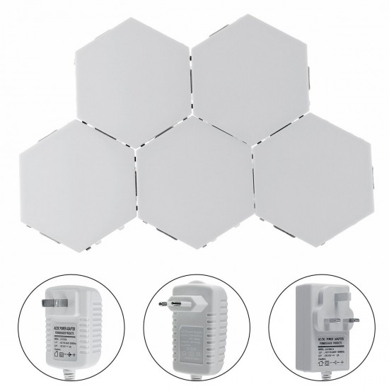 5PCS DIY LED Quantum Touch Sensor Modular Smart Wall Night Light Hexagonal Mood Lamp AC110-240V