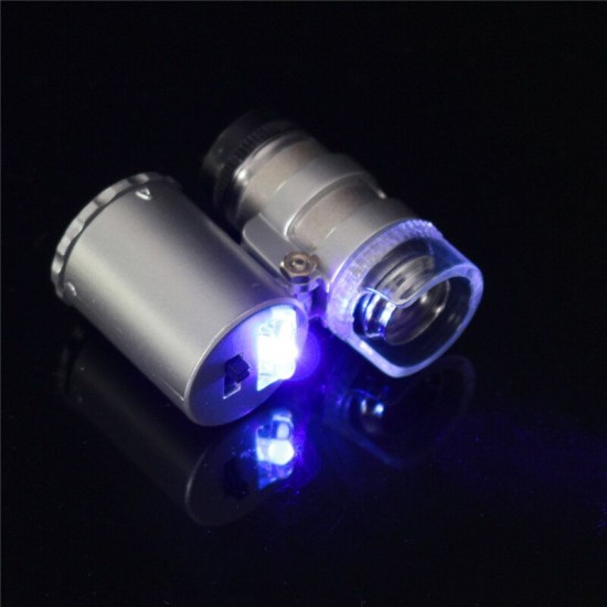 60X Magnifying Magnifier Jeweler Eye Jewelry Loupe Loop Led Light Microscope ABE