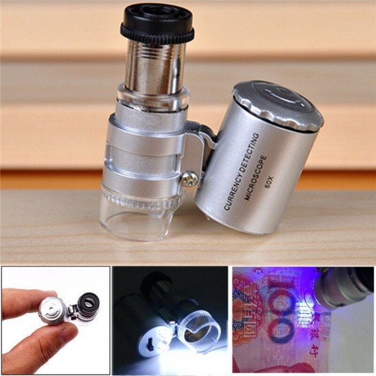 60X Magnifying Magnifier Jeweler Eye Jewelry Loupe Loop Led Light Microscope ABE