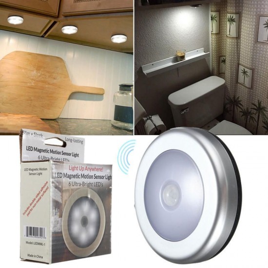 6LED Wireless PIR Motion Sensor Night Light Wall Cabinet Wardrobe Drawer Lamp 6LED Wireless PIR Motion Sensor Night Light Wall Cabinet Wardrobe Drawer Lamp
