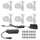 6pcs Round LED Under Cabinet Light Kit Kitchen Shelf Lamp Counter DIY