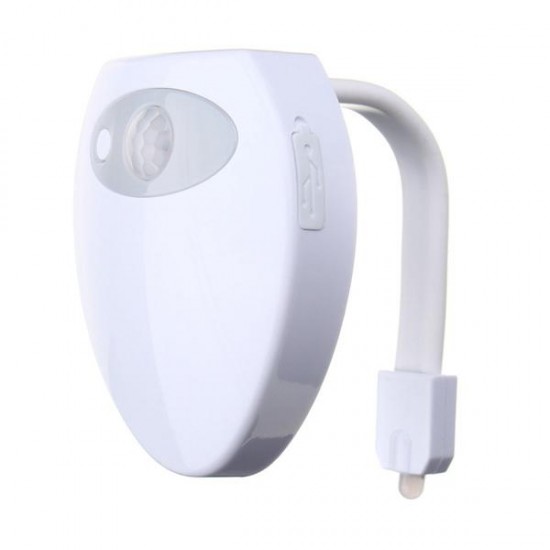 8 Color Changing Motion Activated Sensor LED USB Charge Toilet Night Light Human Body Induction