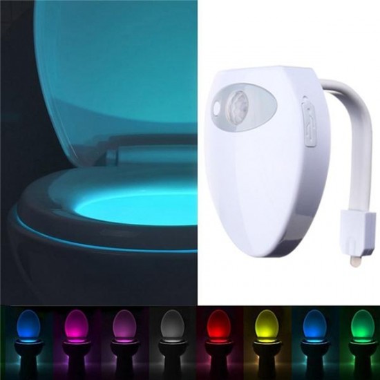 8 Color Changing Motion Activated Sensor LED USB Charge Toilet Night Light Human Body Induction