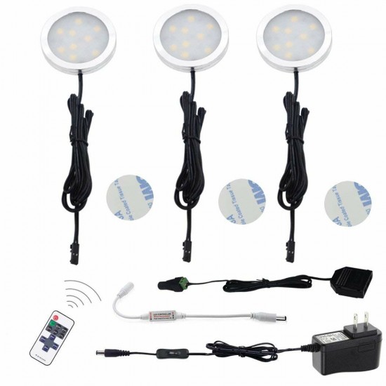 8PCS LED Cabinet Light White Dimmable Kitchen Counter Under Puck RF Wireless Remote Control + Power Supply 8PCS LED Cabinet Light White Dimmable Kitchen Counter Under Puck RF Wireless Remote Control + Power Supply