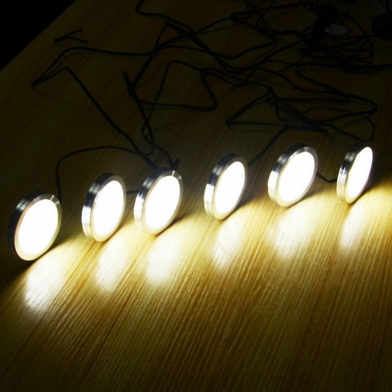 8PCS LED Cabinet Light White Dimmable Kitchen Counter Under Puck RF Wireless Remote Control + Power Supply