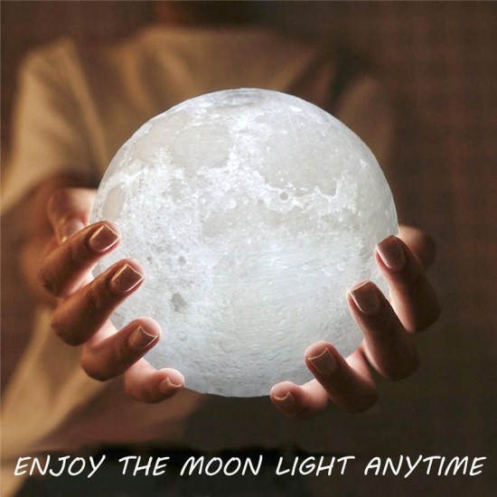 8cm Touch Sensor 3D Moon Table Lamp USB Color Changing LED Luna Night Light Kids Gift