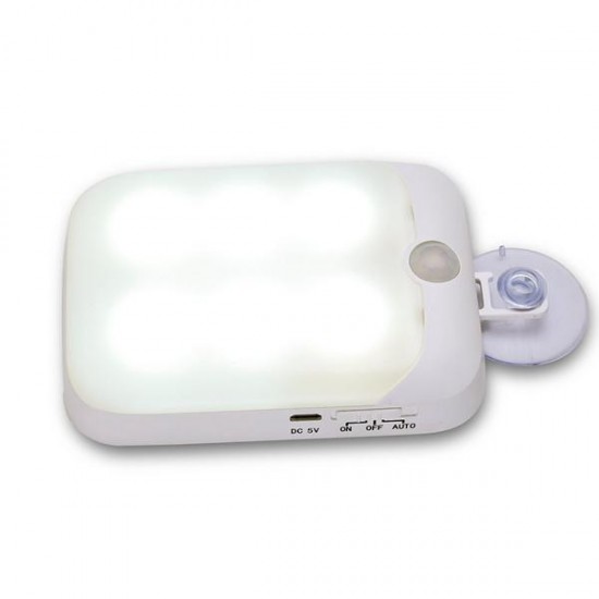 PIR Motion Sensor 6 LED USB Rechargeable Portable Night Light for Closet Cabinet Camping
