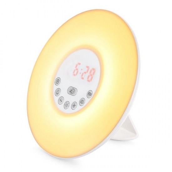 Touch Wake Up Light Sunrise Simulation with Alarm Clock & FM Radio Colorful Atmosphere Lamp