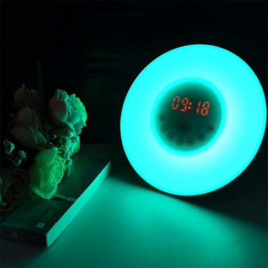 Touch Wake Up Light Sunrise Simulation with Alarm Clock & FM Radio Colorful Atmosphere Lamp