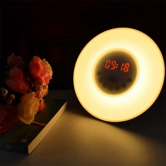 Touch Wake Up Light Sunrise Simulation with Alarm Clock & FM Radio Colorful Atmosphere Lamp