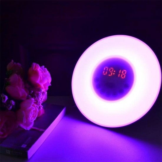 Touch Wake Up Light Sunrise Simulation with Alarm Clock & FM Radio Colorful Atmosphere Lamp