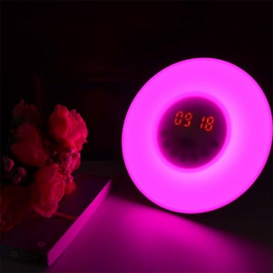 Touch Wake Up Light Sunrise Simulation with Alarm Clock & FM Radio Colorful Atmosphere Lamp
