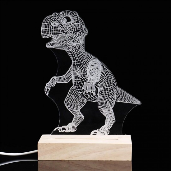 Acrylic USB 3D Dinosaur LED Desk Lamp Night Light Kid Cartoon Lantern Gifts